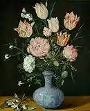 ブリューゲル (父) 『中国の花瓶と花』（1610年頃）
