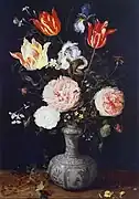 『テーブルの上の花瓶の花』1613年 シルヴァーノ・ロディ・ジュニア・ギャラリー（Galleria Silvano Lodi Jr.）所蔵