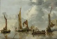本国の港で礼砲を撃つオランダ艦隊(1650)