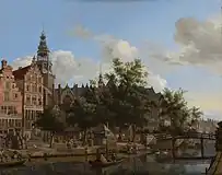 アムステルダム、アウデザイツ・フォールバーフワルの眺め(c.1670)アドリアーン・ファン・デ・フェルデと共作