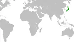 JapanとDominicaの位置を示した地図