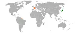 JapanとFranceの位置を示した地図