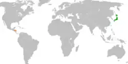JapanとHondurasの位置を示した地図