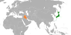 JapanとIraqの位置を示した地図