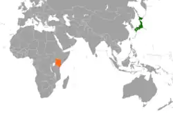 JapanとKenyaの位置を示した地図