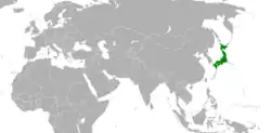 JapanとLebanonの位置を示した地図