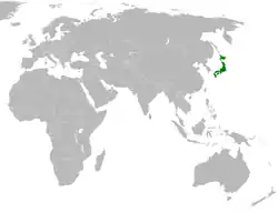 JapanとMoldovaの位置を示した地図