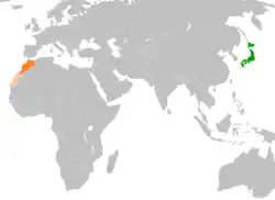 JapanとMoroccoの位置を示した地図