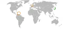 Japanとthe Netherlandsの位置を示した地図