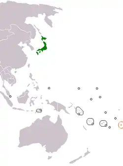 JapanとNiueの位置を示した地図