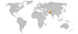 JapanとPakistanの位置を示した地図