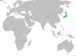 JapanとSierra Leoneの位置を示した地図