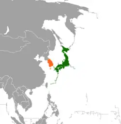 JapanとSouth Koreaの位置を示した地図