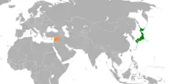 JapanとSyriaの位置を示した地図