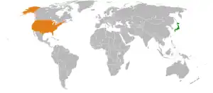 USAとJapanの位置を示した地図