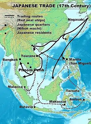 朱印船貿易路・日本人町と在外邦人居留地区