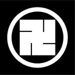 丸に左万字（横山氏）。蜂須賀万字