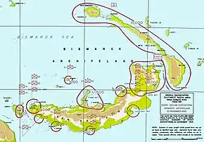 1943年12月30日の日本軍配置(米陸軍作成の地図)