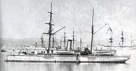 「摩耶」(1892年から1894年、呉軍港と推定される#日本海軍全艦艇史(1994)上巻p.431、写真No.1032の解説)