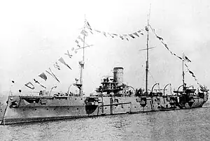 大日本帝国海軍「千代田」（場所不明、1905年頃撮影）