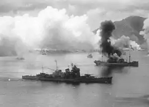 日本の艦船を攻撃するアメリカ陸軍航空軍、1943年11月2日。