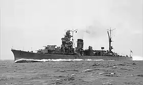 1943年6月、東京湾内で全力公試中#日本海軍艦艇写真集巡洋艦p.178.、または終末運転公試中#海軍艦艇史2p.441.と推定される能代。