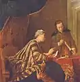 《手紙に封印をする女性》1733年頃、油彩 (146x147cm) シャルロッテンブルク宮（ベルリン）