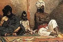『座っているアラブ人』(1877)ジャン＝ジョセフ・バンジャマン＝コンスタン(1845-1902)