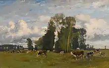 牧草地の牛