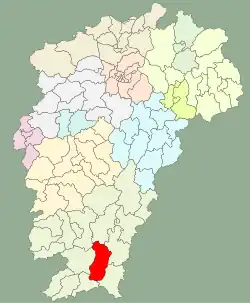 江西省中の安遠県の位置