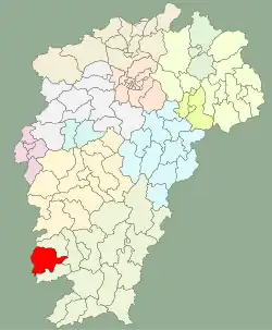江西省中の崇義県の位置