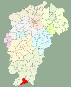 江西省中の定南県の位置