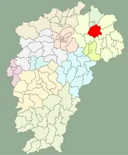 景徳鎮市中の楽平市の位置