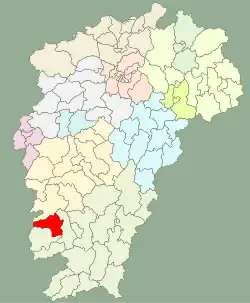 江西省中の上猶県の位置