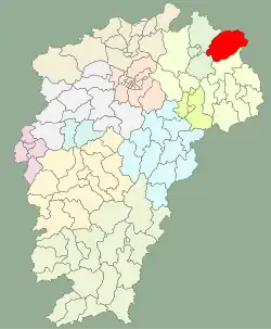 江西省中の婺源県の位置