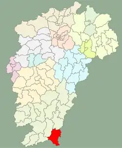 江西省中の尋烏県の位置