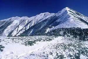 種池山荘から望む爺ヶ岳(左から北峰・本峰・南峰)