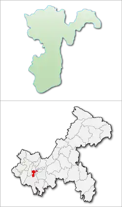 重慶市中の九竜坡区の位置
