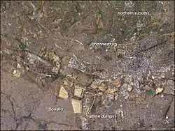 ソウェトの位置(衛星写真)の位置図