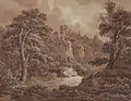 猟師と犬のいるアルカディアの風景