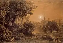 「羊の群れのいる風景」