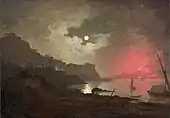 ジョセフ・ライト, A view of Vesuvius from Posillipo, Naples, c. 1788