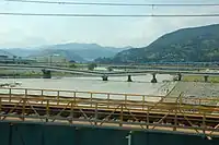 崩落した十文字橋(神奈川県松田町)
