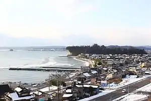 阿尾城跡のある城ケ崎(阿尾漁港側より撮影)