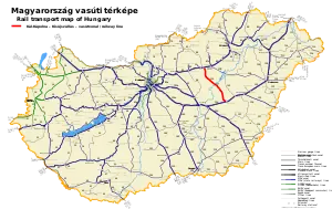カール・カーポルナ - キシューイサーラーシュ線の路線図