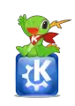 KonqiとKDE Oxygen版ロゴ。