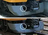 排障器切り欠き部の形状が異なる。写真上が1次車