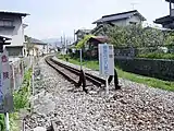 廃止された河戸駅方に設置されていた車止め(2005年)