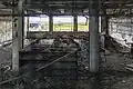 火災で焼け焦げた校舎内部