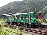 海洋堂ホビートレイン（3代目デザイン「かっぱうようよ号」。江川崎駅にて）